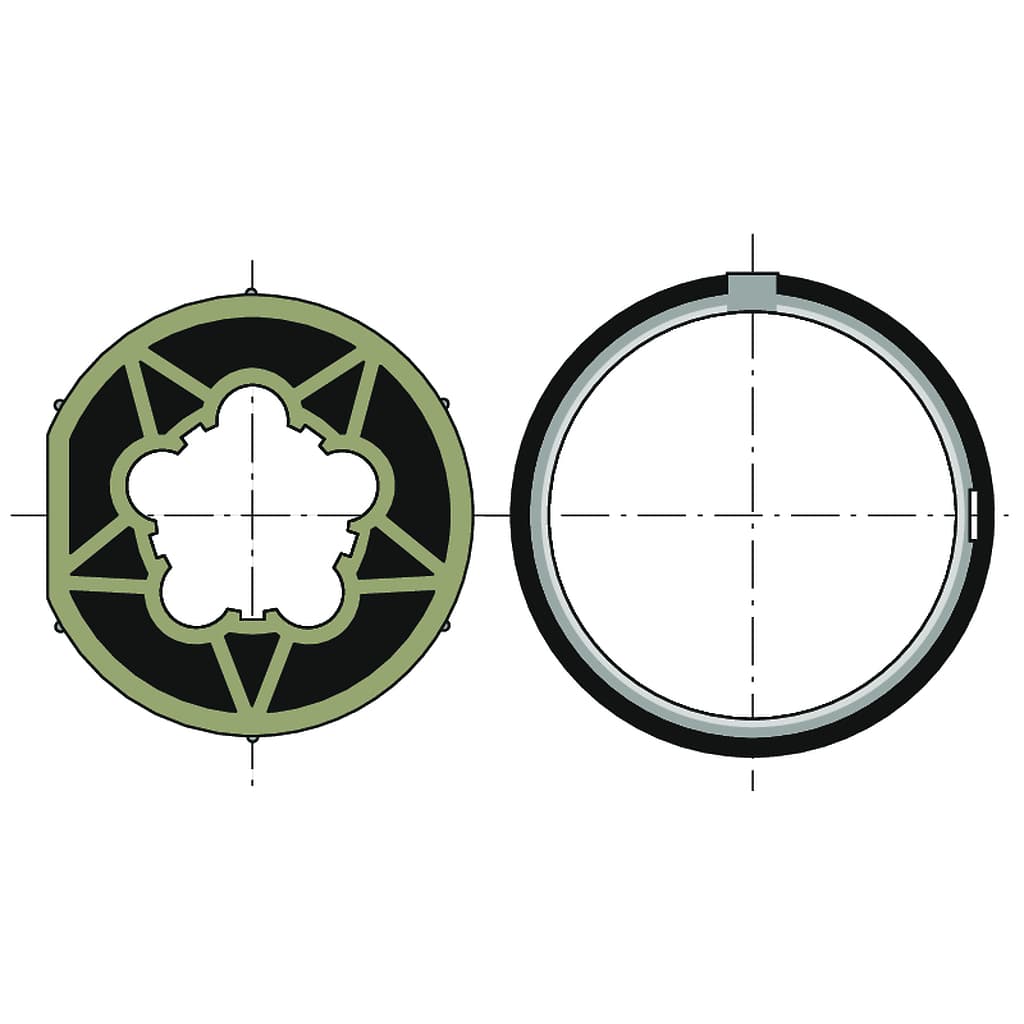 ROUE + COURONNE MOTEURS DIAM60 / TUBE DIAM70X1,5 CLIPPAGE FAIBLE