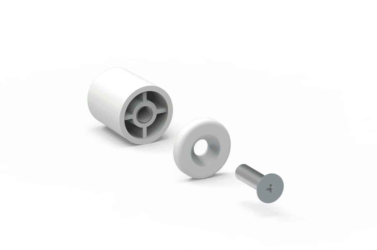 BUTEE L40 BLANC   + RONDELLE + VIS L20