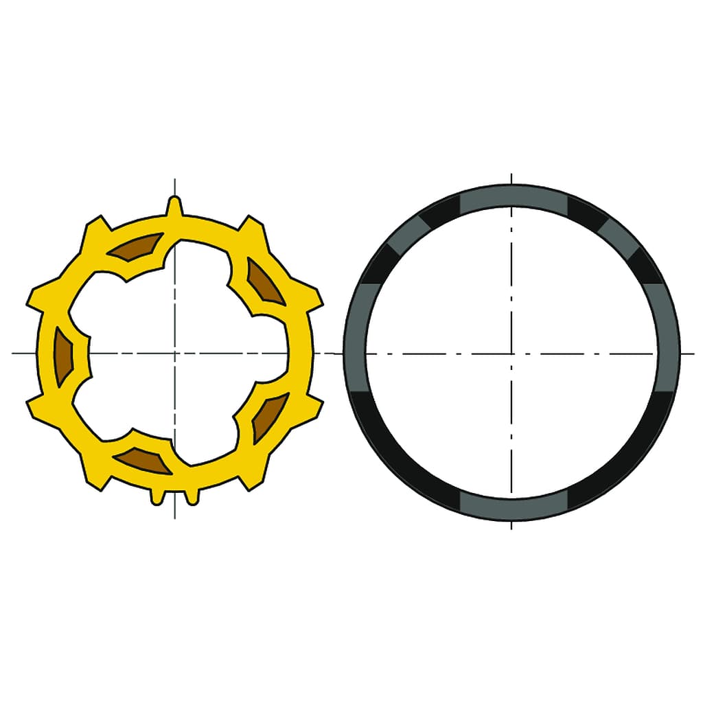 Roue jaune+couronne D50 ZF 54