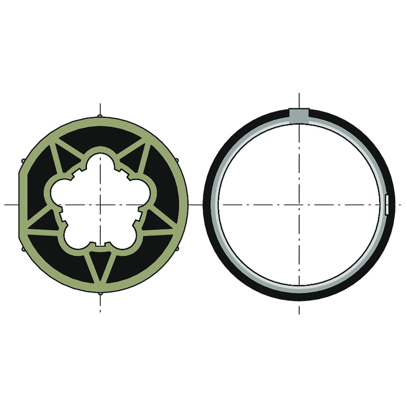 ROUE + COURONNE MOTEURS DIAM60 / TUBE DIAM70X1,5 CLIPPAGE FAIBLE