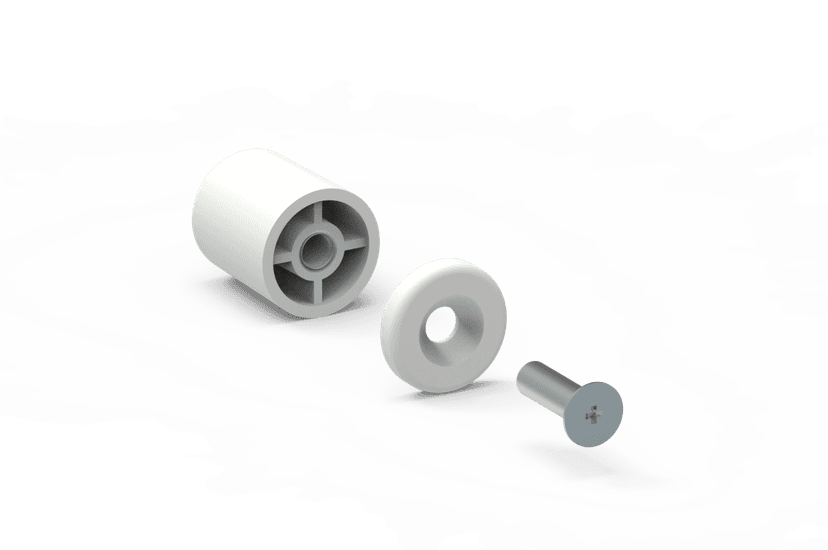 BUTEE L40 BLANC   + RONDELLE + VIS L20