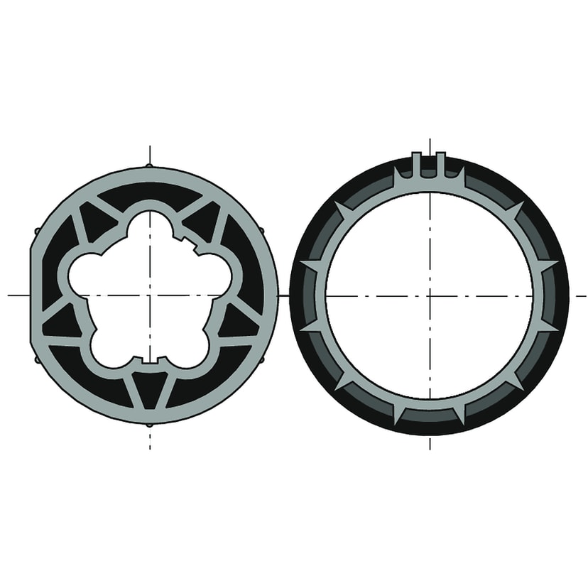 JEU ROUE + COURONNE MOTEUR DIAM50 POUR TUBE DIAM63x1,5 CLIPPAGE FAIBLE 