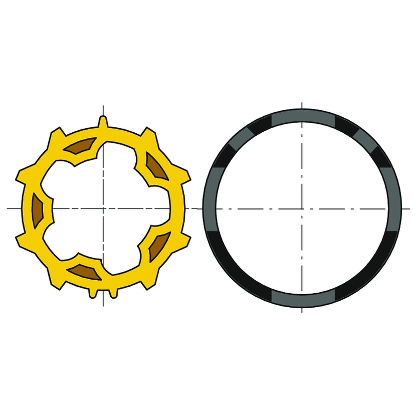 Roue jaune+couronne D50 ZF 54