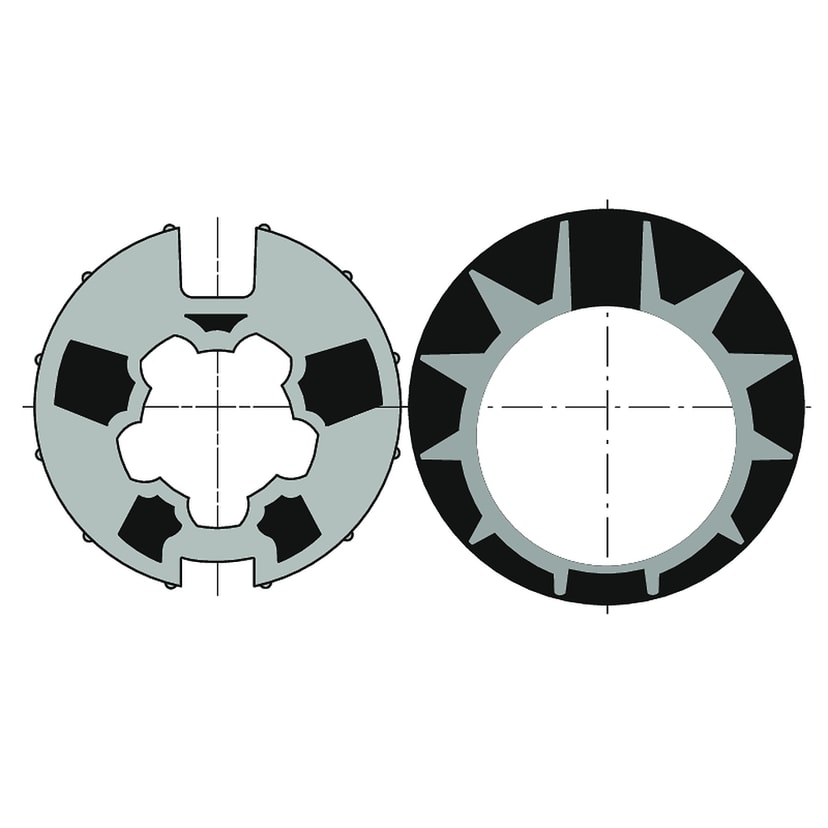 JEU ROUE + COURONNE MOTEUR DIAM50 POUR TUBE DOHNER DIAM70 / GOUTTE DIAM13 Maxi